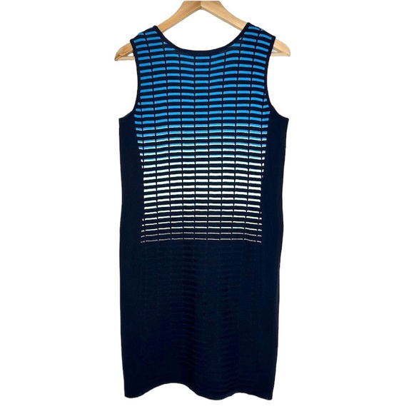 Ming Wang Sleeveless Shift Dress Navy Blue Striped Size Petite Medium - Picture 4 of 9